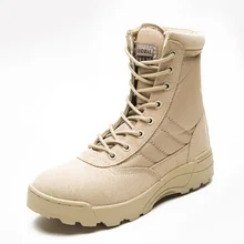 Модные мужские ботинки; зимние уличные кожаные военные ботинки; дышащие армейские ботинки размера плюс; мужские ботинки-дезерты; походная обувь