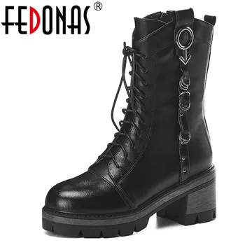 

FEDONAS Fashion Metal Zipper Women Genuine Leather Ankle Boots Party Night Club Shoes Woman High Heels Motorcycle Short Boots