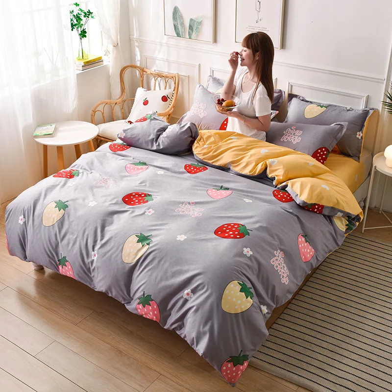 

Bed Sheet Bedspread Quilt Cover Pillowcase 3/4-Piece Home Textile Bedding Sleeping Pad Family Oversized Soft Skin Fashion