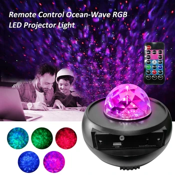 

Remote Control Ocean-Wave Projector Light Night Lamp with 9 Modes Supported Card Reader/ USB/ BT Connected Music Speaker Player