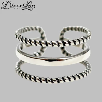 

Vintage 925 Sterling Silver Chains Lines Rings For Women Wedding Band Men Finger Rings Female Bohemian Jewelry Gifts