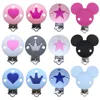 BOBO.BOX 2pc Pacifier Clip Holder Silicone Beads Mickey Heart Star Baby Teething Accessories Soother Chew Toy Pacifier Holder 1