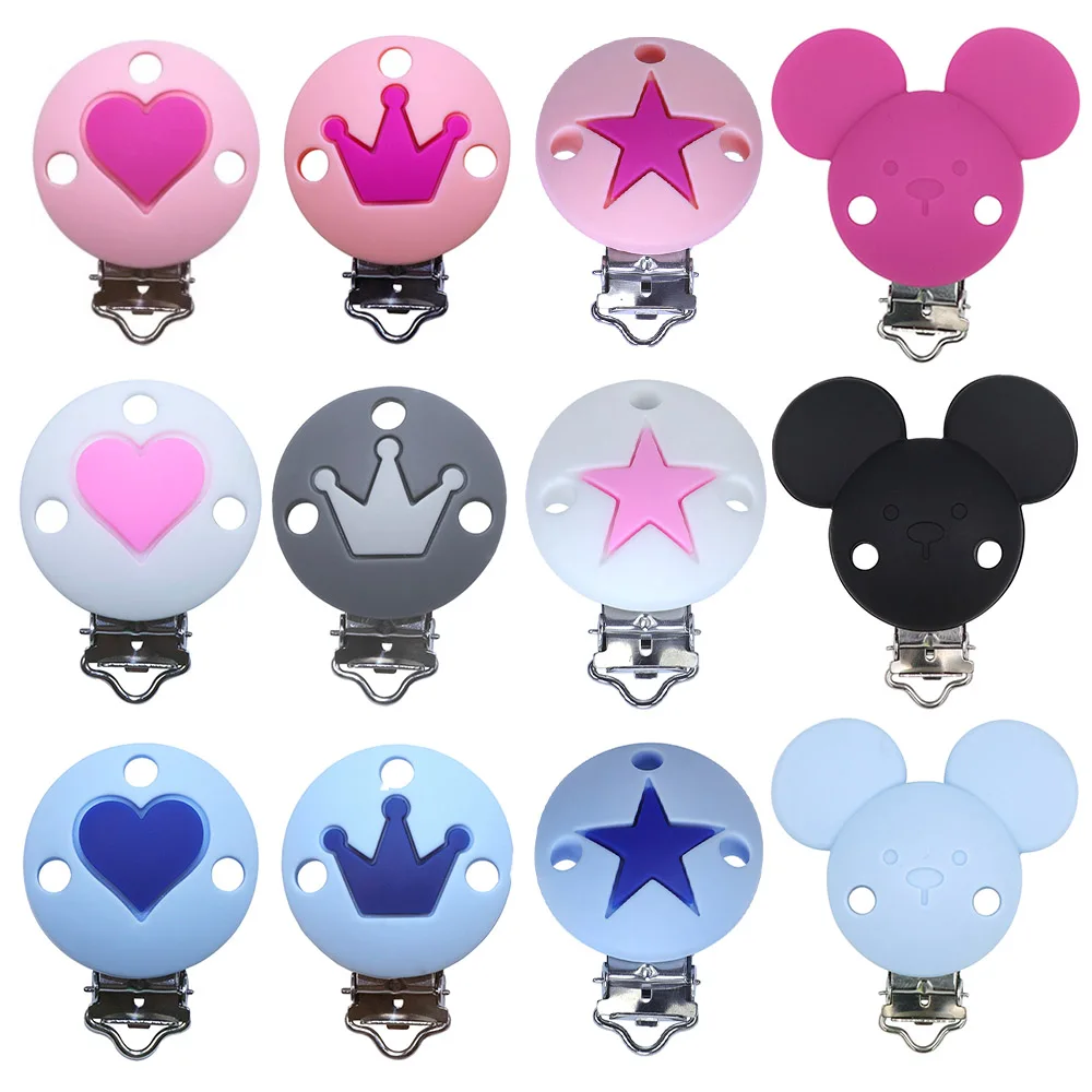 20 Clip Ferma Ciuccio A Forma Di Cuore In Metallo – Per Bretelle, Bavaglini E Accessori Creativi Fai Da Te – 3,5 X 2,5 Cm - 3