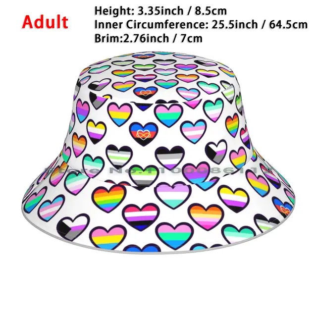 Pride Hearts Bucket Hat Sun Cap Lgbt 
