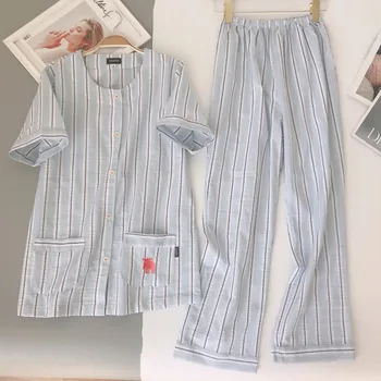 

Pajamas for women Cotton stripes Short sleeve trousers