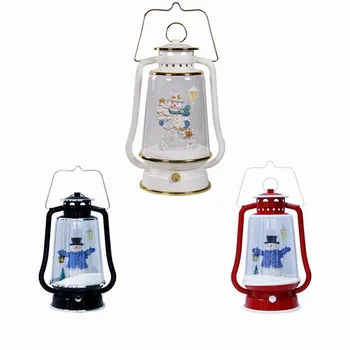 

US Stock Lovely Santa Clause or Snowman inside the Snowing Decorative Barn Lantern with Led Lighting and Music
