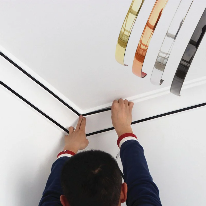 5m Gold Wall Floor Gap Tape Self-adhesive Ceiling Edge Decorative Tape ...