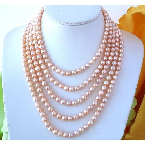 

Unique Pearls jewellery Store Long 100'' 9mm Pink Round Freshwater Cultured Pearl Necklace Fine Jewelry Charming Women Gift