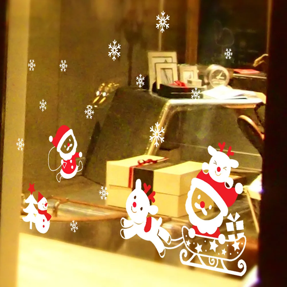 501 Рождественский Снеговик съемные домашние виниловые наклейки на стену для окна наклейка Декор для детской комнаты