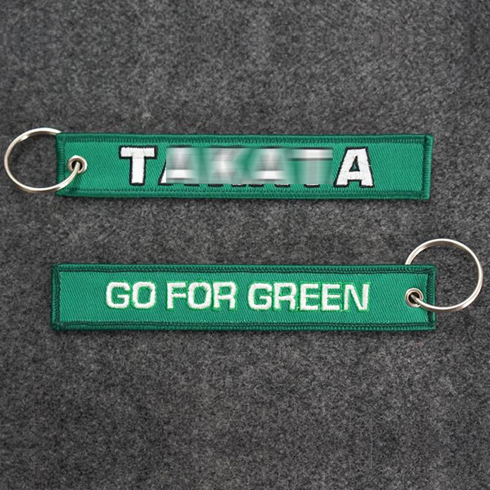 

JDM Style Motorcycle Cars Keychain Fabric Double Embroidery Go For Green Logo Keychain Turbo Keychain Car Accessories For TAKATA