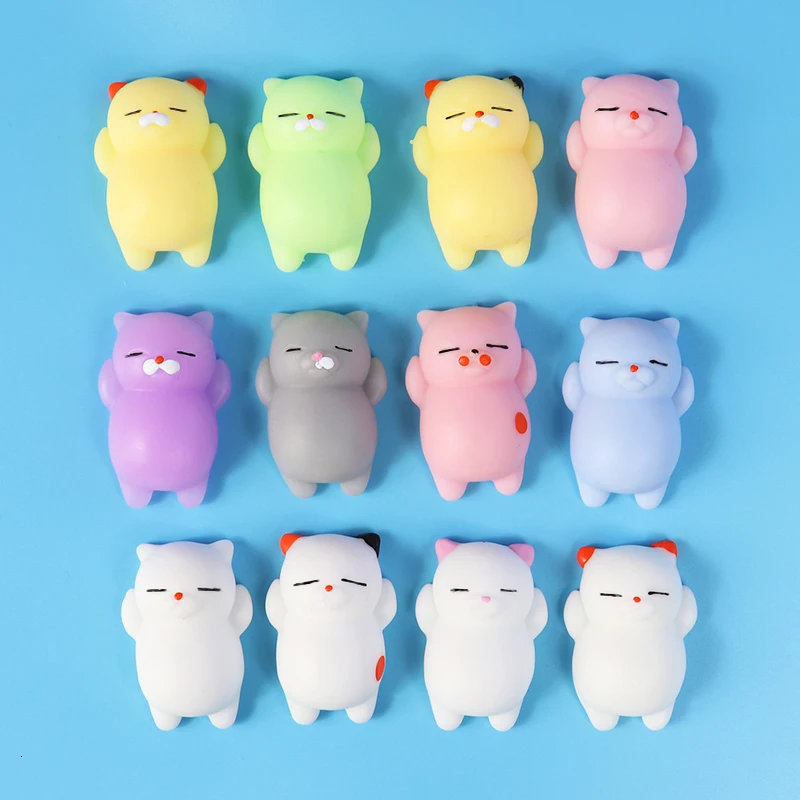 4 шт./лот, забавная Подарочная игрушка, мини, мягкий, милый кот, антистрессовый мяч, сжимающий Моти, поднимающийся абрекат, мягкий, липкий, снимающий стресс