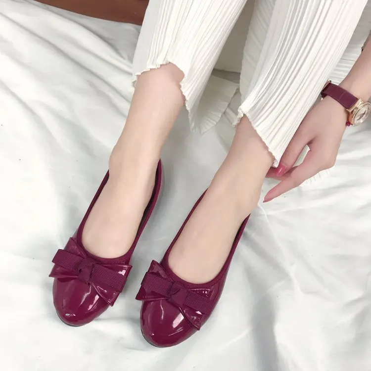 

2019 Spring and Autumn Korean Version of The Shallow Mouth Soft Bottom Non-slip Shoes Bow Wild Students Flat Shoes Women's Shoes