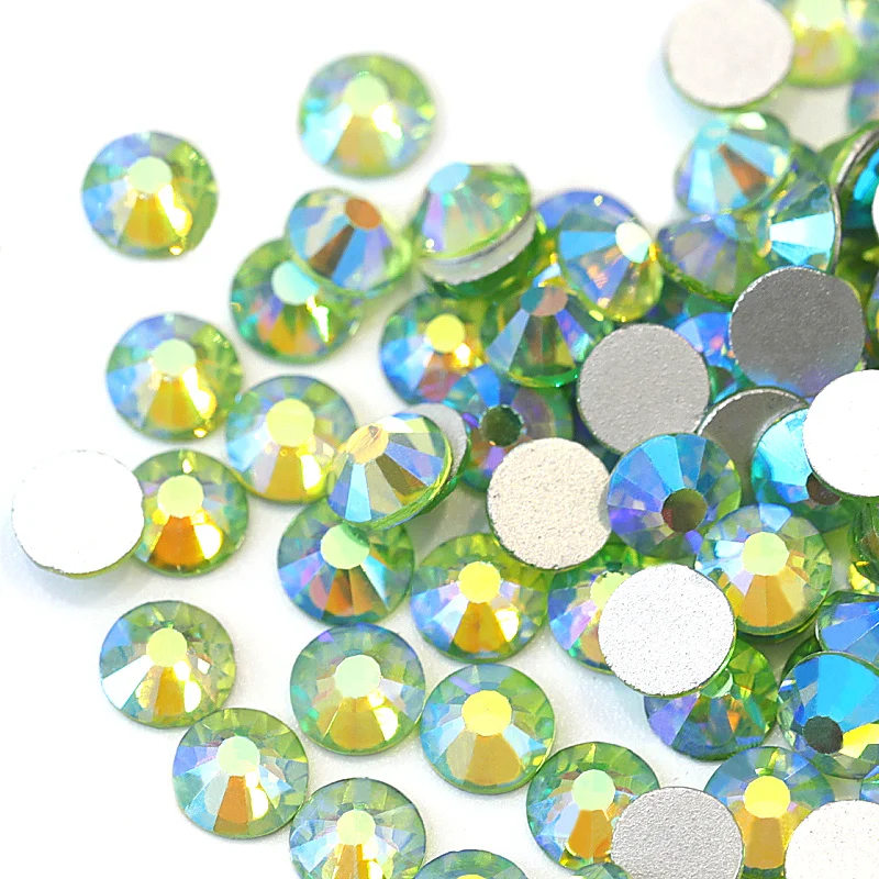 Все размеры светильник Peridot AB Non Hotfix Стразы s Glitter стеклянные стразы Crystal для