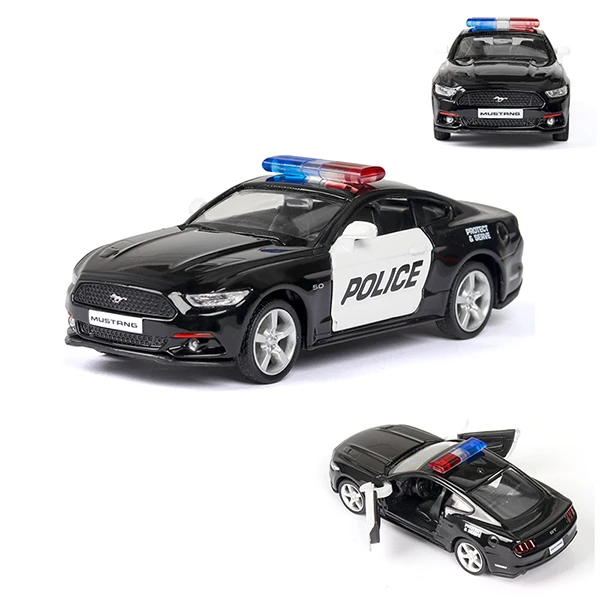 1/36 Diecast Alloy Police Car Models Challenger 2 Doors Opened With Pull Back Function Metal Sports Cars Model For Children Toys 12