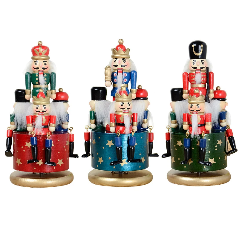 Tanie Mechanizm świątecznej pozytywki kreatywny 20CM dziadek do orzechów pozytywka drewniany wyrób rzeźbiony kreskówka żołnierz pozytywka prezenty