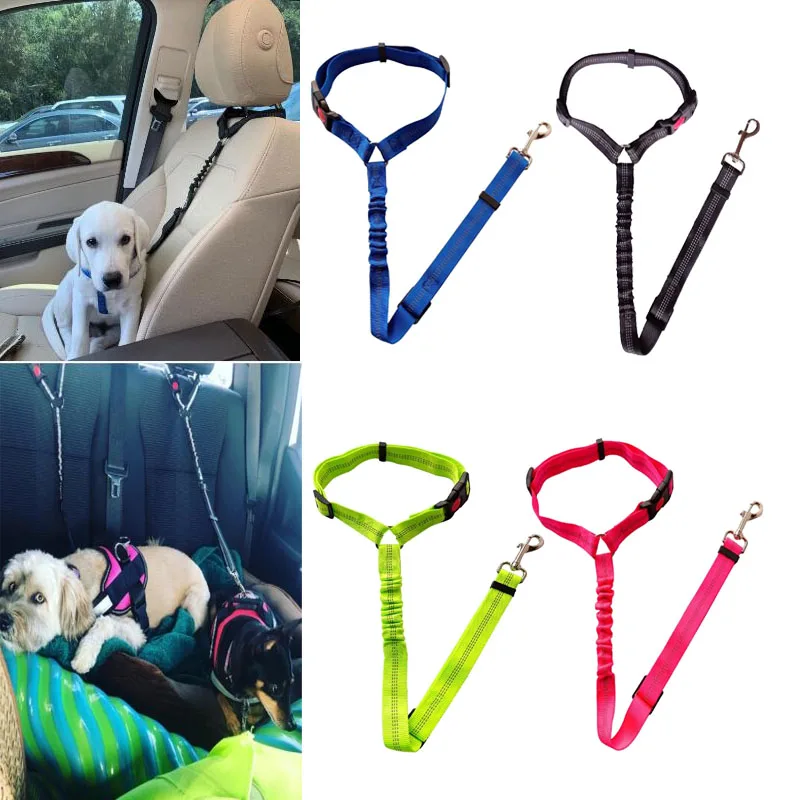 

Dog Seat Belt Adjustable Puppy Pet Car Rope Safety Seatbelt Reflective Elastic Bungee Vehicle Dog Chest Blet Harness CL171