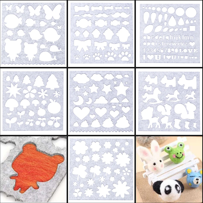 7pcs/Set Creative Needle Felt Mold Practical Handicraft Durable DIY Craft Stencil Woolen Felting Making Tools Sewing Accessories