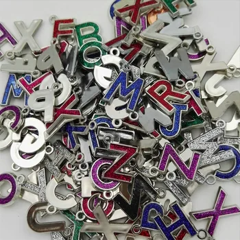 

(200Pcs) A-Z Initial Letter Alphabet Charm Colorfull Pendant Dangles Charms,Hand Stamped Capital Letter Charm Jewelry DIY