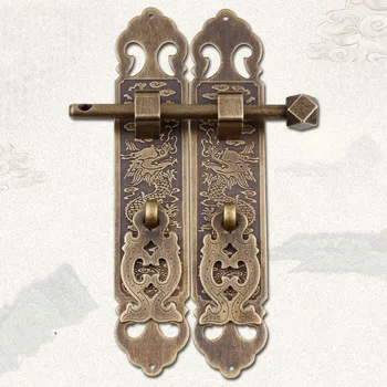 

1 set Brass Cabinet Handle Chinese Dragon Cabinet Handles Knobs Wardrobe Drawer Pulls Wine Book Cabinet Hardware Furniture parts