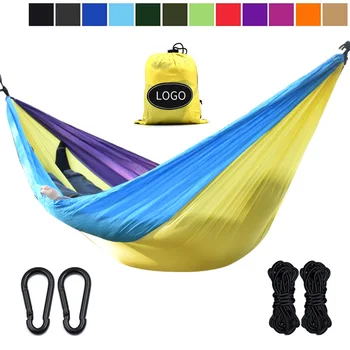 

270 * 140cm Outdoor Camping Hammock Color Matching Parachute Cloth Single Camping Hammock