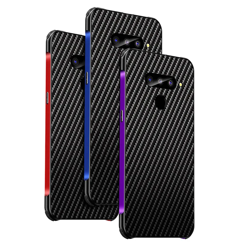 Чехол для LG V40 V50 G8 G7 углеродного волокна Пластиковая Задняя крышка задняя