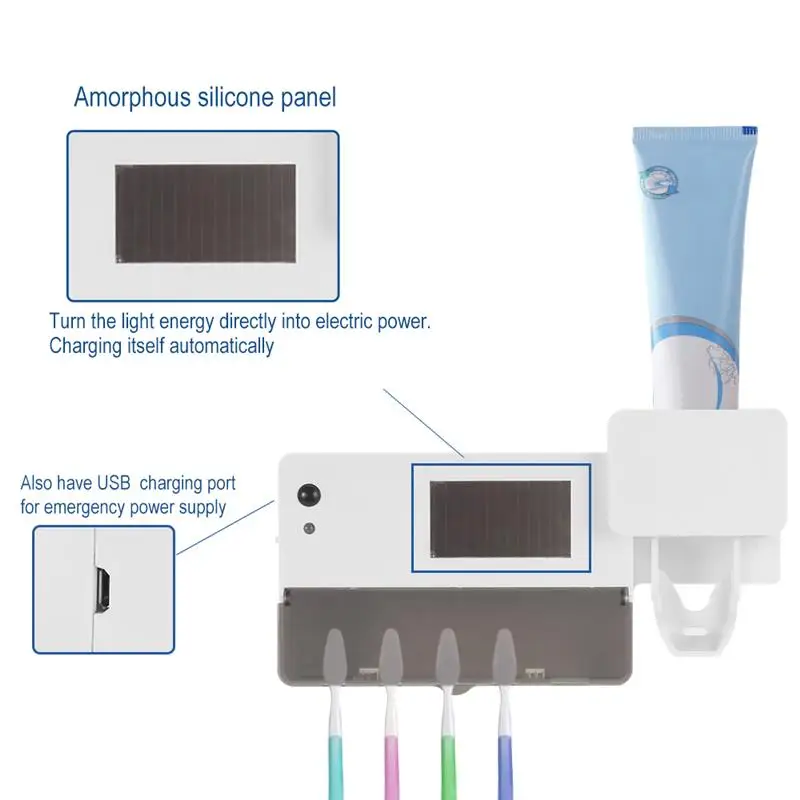 Автоматический стерилизатор зубных щеток, диспенсер для зубной пасты, солнечный уф-светильник, соковыжималка для зубной пасты, держатель для зубной щетки для ванной комнаты, дома