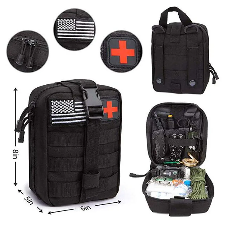Kaufen 47 IN 1 Notfall Überleben Kit Überleben First Aid Kit SOS Tactical werkzeug Taschenlampe Messer mit Molle tasche für Camping abenteuer