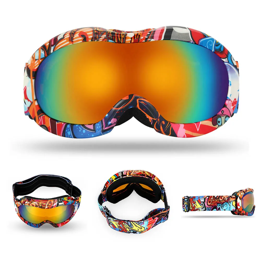Lixada, детские лыжные очки, анти-туман, УФ 400, двойные линзы, очки для сноуборда, зимние, ветрозащитные, для катания на коньках, солнцезащитные очки, лыжная маска