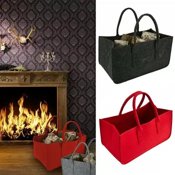 

Solid Color Felt Bag Large Capacity Basket Shopping Storage Handbag with Handle