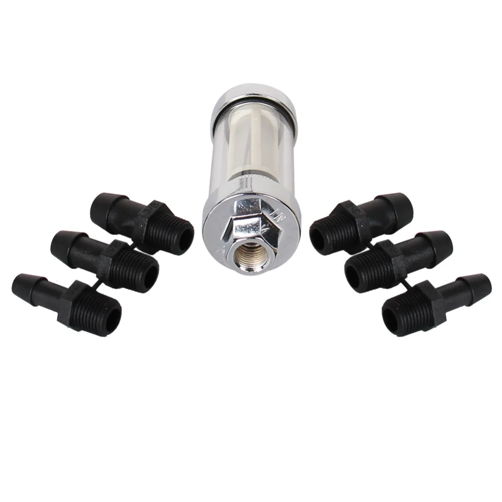 PRECISION AUTO LABS 1/" 3/8" 5/1" Универсальный прозрачный топливный фильтр с хромированным покрытием шланга 9706