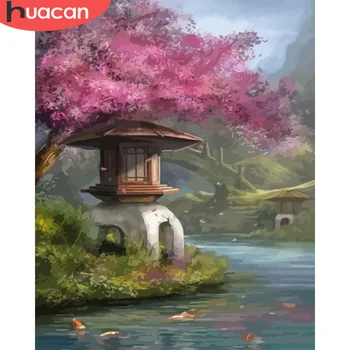 

HUACAN Paint By Number Flower Drawing On Canvas Gift DIY Pictures By Numbers Scenery Kits Hand Painted Painting Art Home Decor