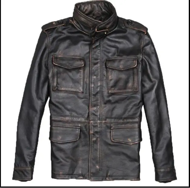 

DHL Free shipping.plus size classic men M65 cowskin Jackets men's genuine Leather jacket.business coat.casual vintage
