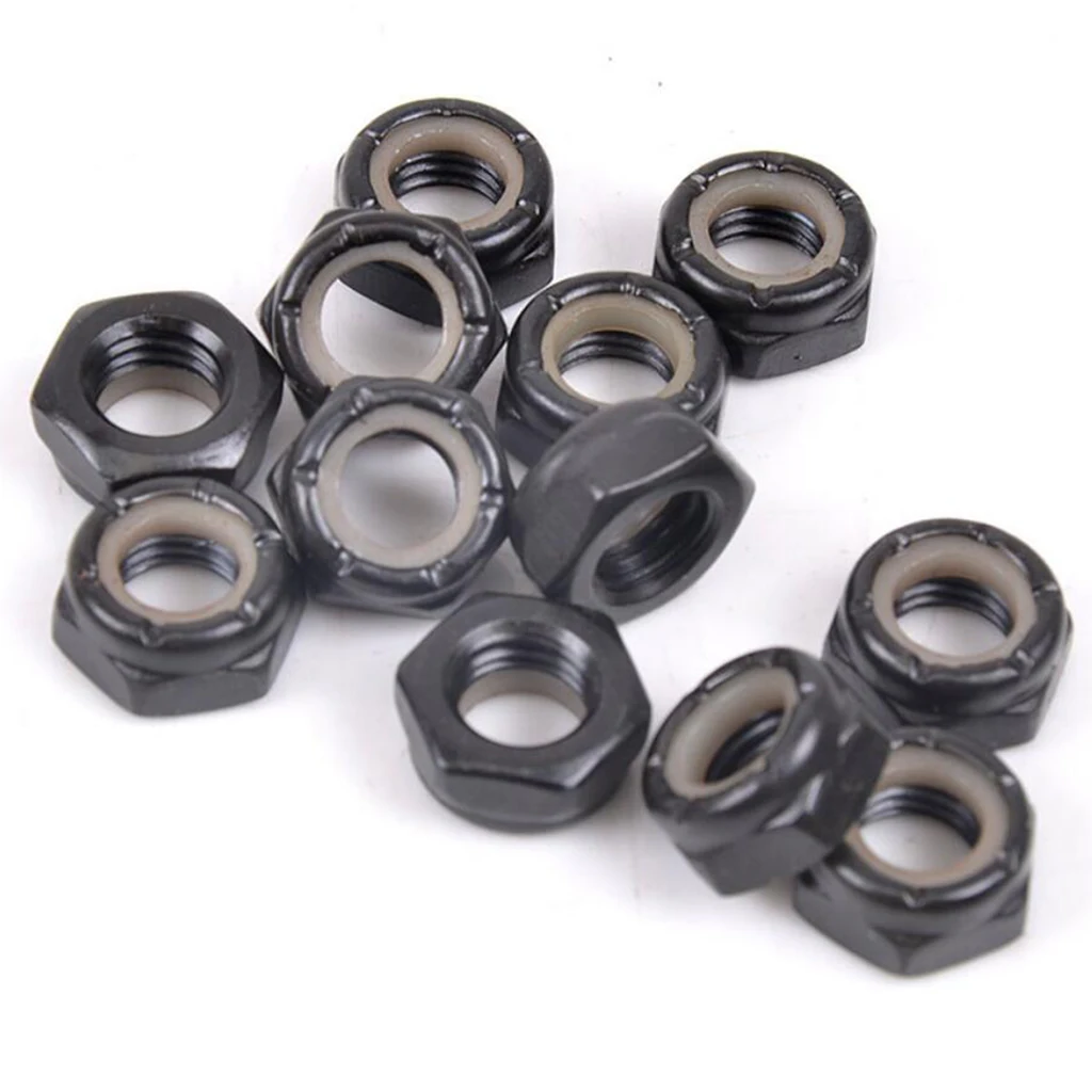 50pcs Skateboard Trucks Axle Nuts Longboard Trucks Axle Nuts Bridge Mounting Nuts Replacement Axle Wheel Nuts Parts 12.5mm