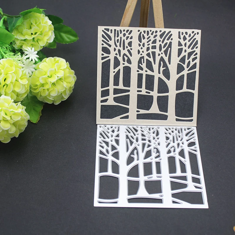 

DIY Trees Forest Metal Cutting Dies For Scrapbooking Forest Embossing Frame Stencil Folder Stamps Backdrop Decor Craft Template