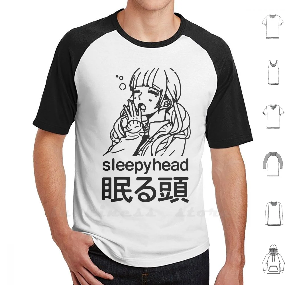 Sleepyhead Print T Shirt 6Xl Sleonnato Stanco Testa Sleepyhead Anime Manga Animu Giappone Giapponese Weeaboo Weeb Neet Hikki Hikikomori