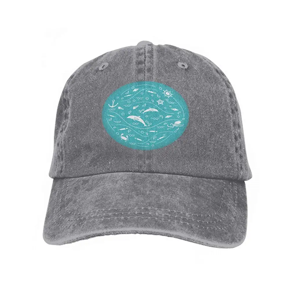 Регулируемая хлопковая шляпа Модная хлопковая джинсовая симпатичная бейсболка дельфины Осьминог рыба, Якорь h милые дельфины Осьминог fi серый
