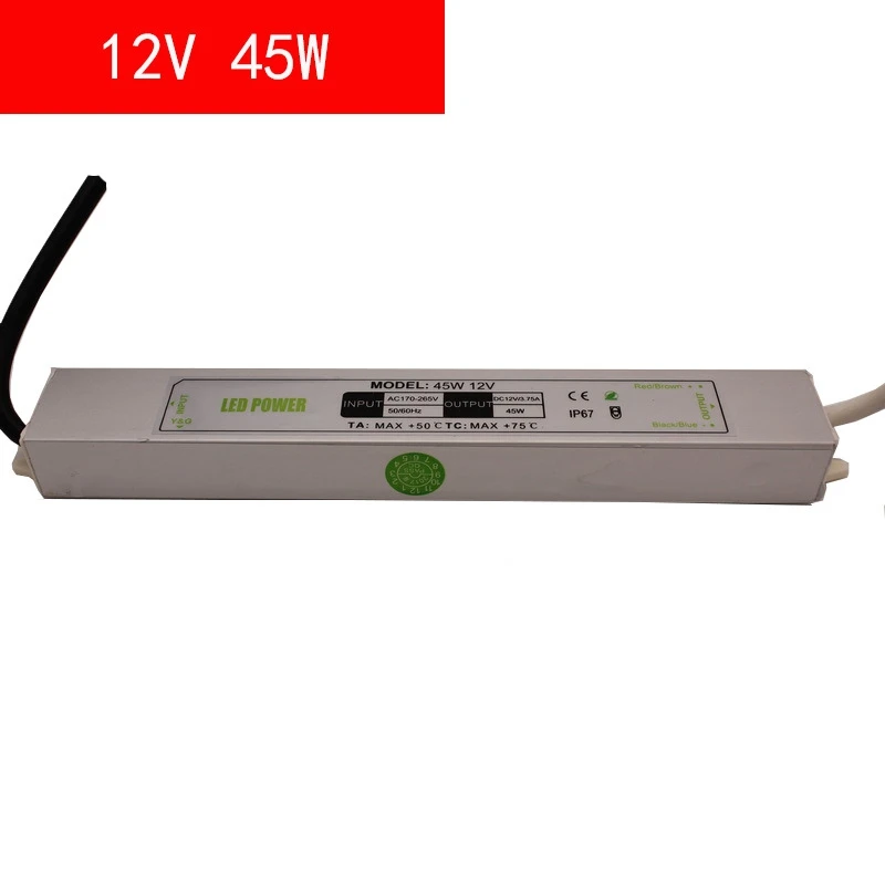 Dc12V 45W электронный светодиодный драйвер Ip67 водонепроницаемое оборудование для наружного освещения Выделенные трансформаторы питания