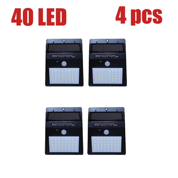 4 pcs Открытый солнечный светильник 40 светодиодный солнечный светильник PIR датчик движения настенный светильник водонепроницаемый солнечный светильник для украшения сада - Испускаемый цвет: 4 pcs