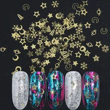 1 коробка золотые полые Блестки для ногтей звездное небо Звезда Луна Снежинка космический корабль планета металлические блестки маникюрные аксессуары JI970-C