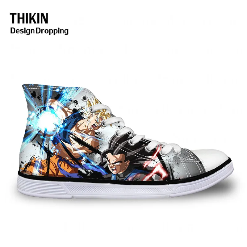 

THIKIN Classical High-top Vulcanize Canvas Shoes for men Cool Anime Dragon Ball Z Print Spring Casual Lace-up Flat Walking Shoes
