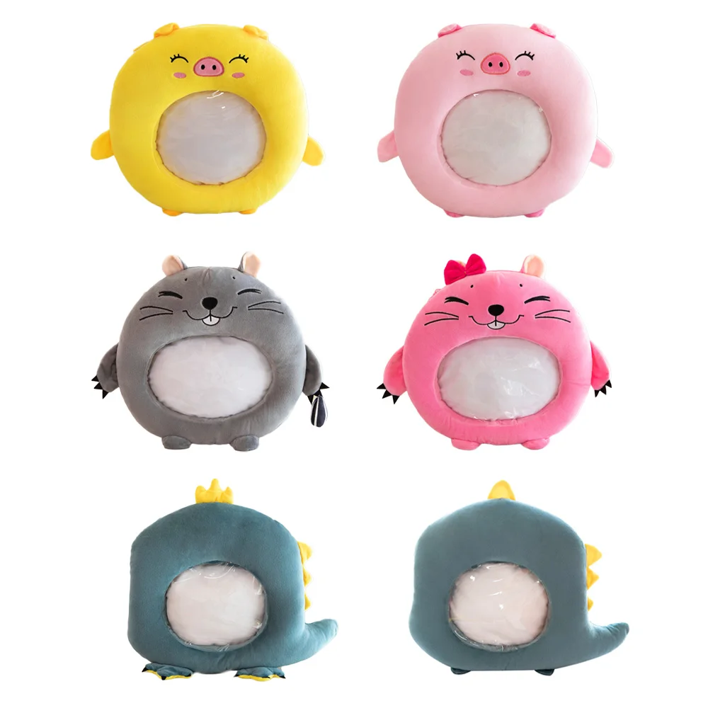 Visible Hand Warmer Plush Cushion Toy For Playing Mobile Phone In Winter Cartoon Cotton Pillow Transparent Visible Surface Sozzy