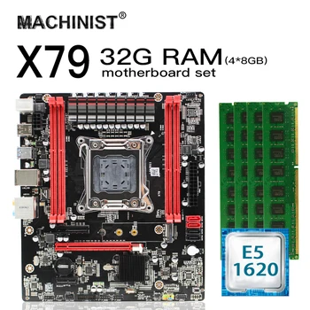 

X79 motherboard set lga 2011 kit with Intel Xeon E5 1620 CPU 32G(4*8GB) 1600MHz DDR3 ECC REG memory RAM MATX NVME M.2 SSD