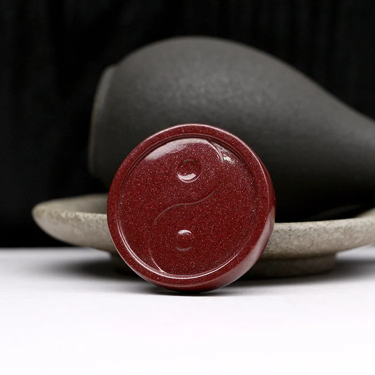 

Natural Raw Ore Cinnabar Suzaku Tag Lucky Amulet Regal Red Phoenix Necklace Pendant