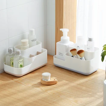 

Plastic Makeup Organizer Bathroom Storage Box Cosmetic Organiser Office Desktop Make Up Jewelry Storage Box Sundries Container