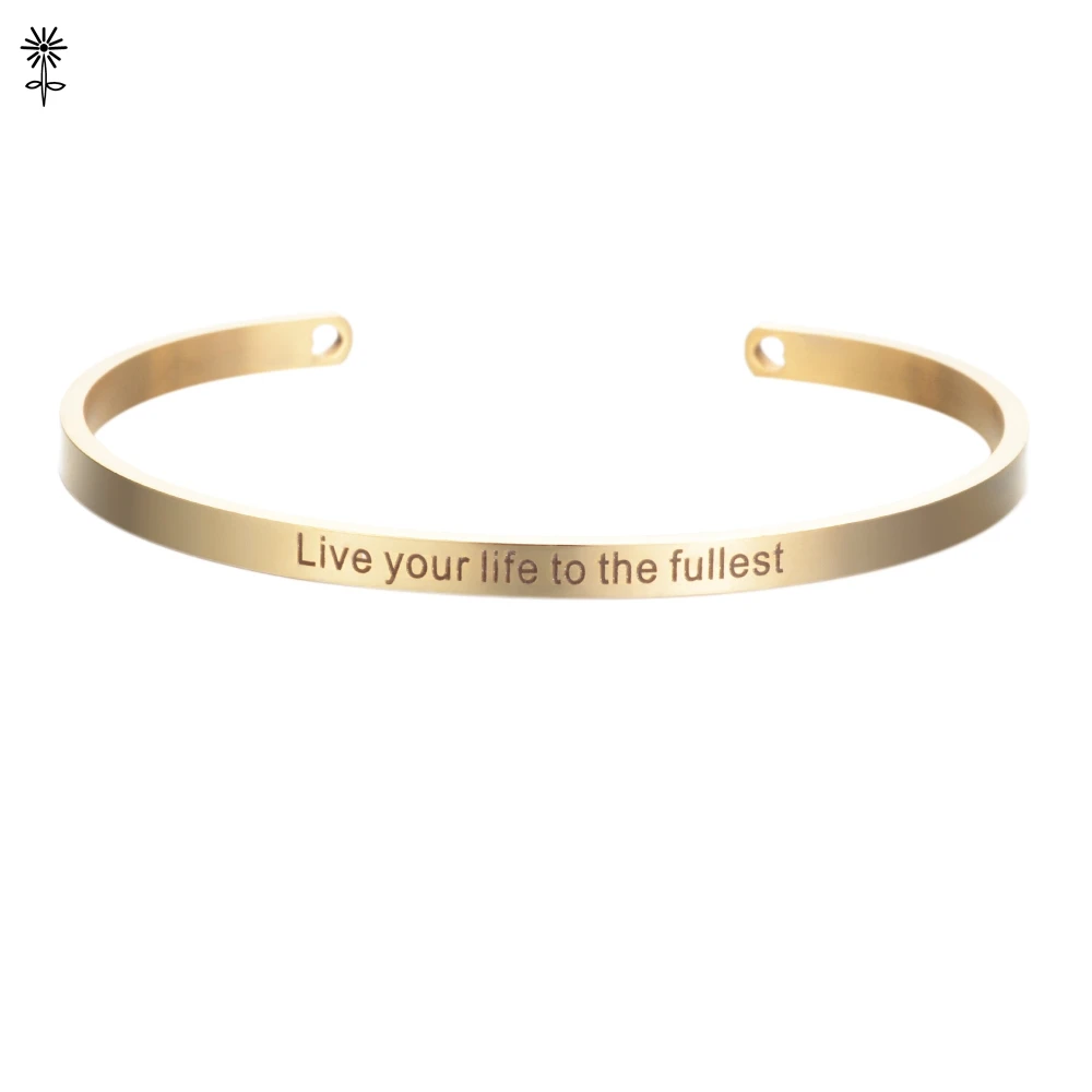 4 мм золотистого цвета Нержавеющая сталь браслеты положительный вдохновляющие