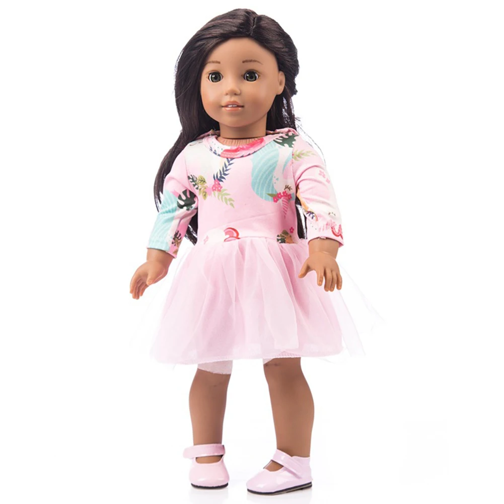

DIY Handmade Soft Cute Mini Dress Short Accessory A-line Fashion Yarn Long Sleeve Yarn Doll Clothes Round Neck Tulle 18 Inch