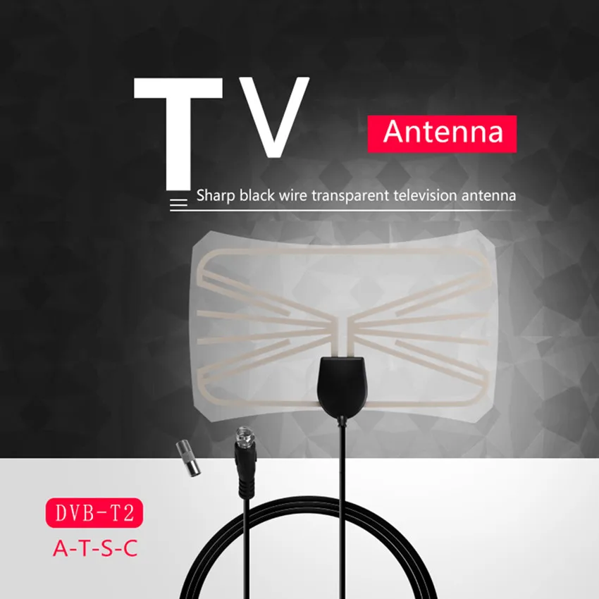 N0021 Прозрачная HD Антенна ТВ 1080p 4K 25 дБ с высоким коэффициентом усиления, цифровые антенны, ЕС вилка 150 км, усилитель, активная Внутренняя антенна, спутниковая тарелка - Цвет: N0021