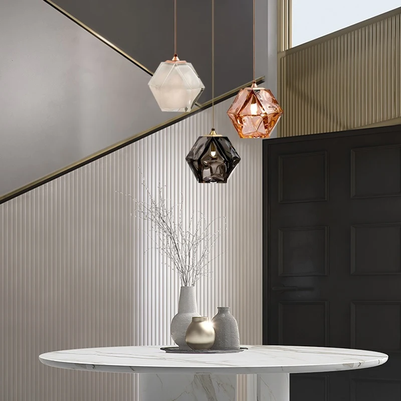 

Nordic modern simple creative glass restaurant 15cm chandelier bar bedroom bedside front desk Art E14 86-260V