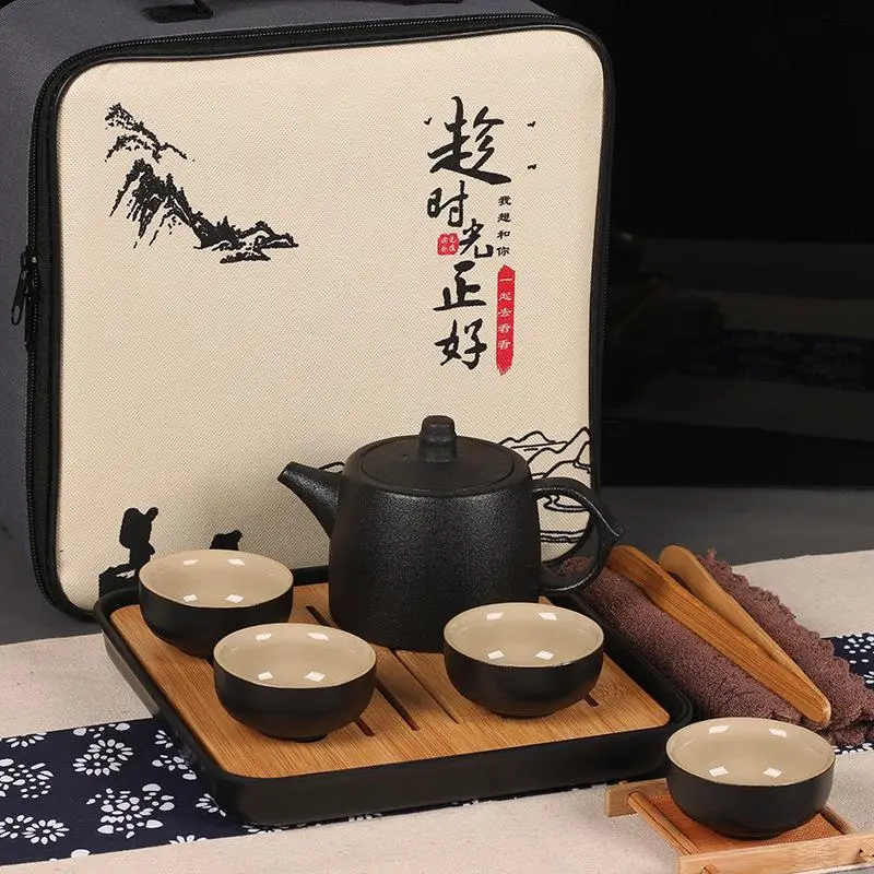Ceramics Tea Set Travel Portable Tea Set Include 1 Teapot 4 Teacups 1bag Teapot Chinese Travel Ceramic Portable Teaset Gaiwan