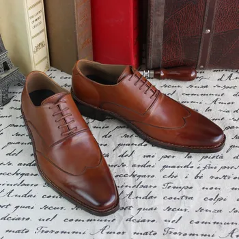 

Men Dress Shoes Business High Quality Custom-made Shoes Calfskin Sole Zapatos Color Cow Leather Solid De Hombre Genuine Leather